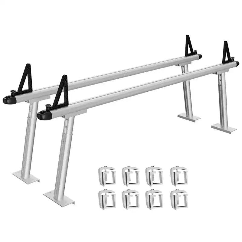 Truck Rack Ladder Rack - 71 Aluminum 800lb Capacity, No-Drill C-Clamps, Universal Fit for Pickup Beds, Powder Coated