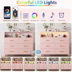 6-Drawer Dresser with Charging Station - Freestanding Storage Cabinet for Bedroom Living Room