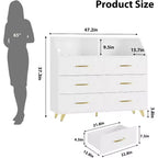 6-Drawer Dresser with Charging Station - Freestanding Storage Cabinet for Bedroom Living Room