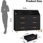 6-Drawer Dresser with Charging Station - Freestanding Storage Cabinet for Bedroom Living Room