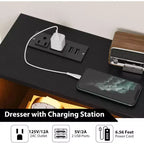 6-Drawer Dresser with Charging Station - Freestanding Storage Cabinet for Bedroom Living Room