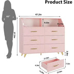 6-Drawer Dresser with Charging Station - Freestanding Storage Cabinet for Bedroom Living Room