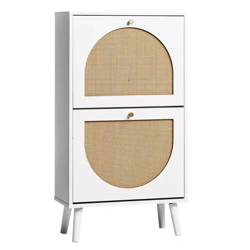 Karl Home 2 Flip Drawers White Particle Board 21.26in. W Shoe Cabinets