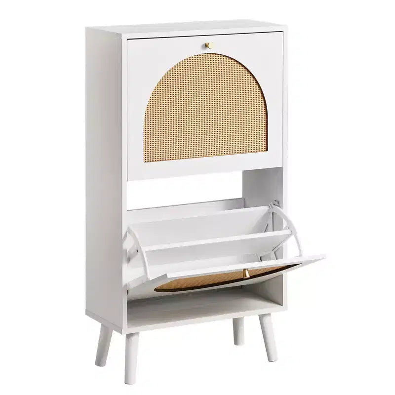 Karl Home 2 Flip Drawers White Particle Board 21.26in. W Shoe Cabinets