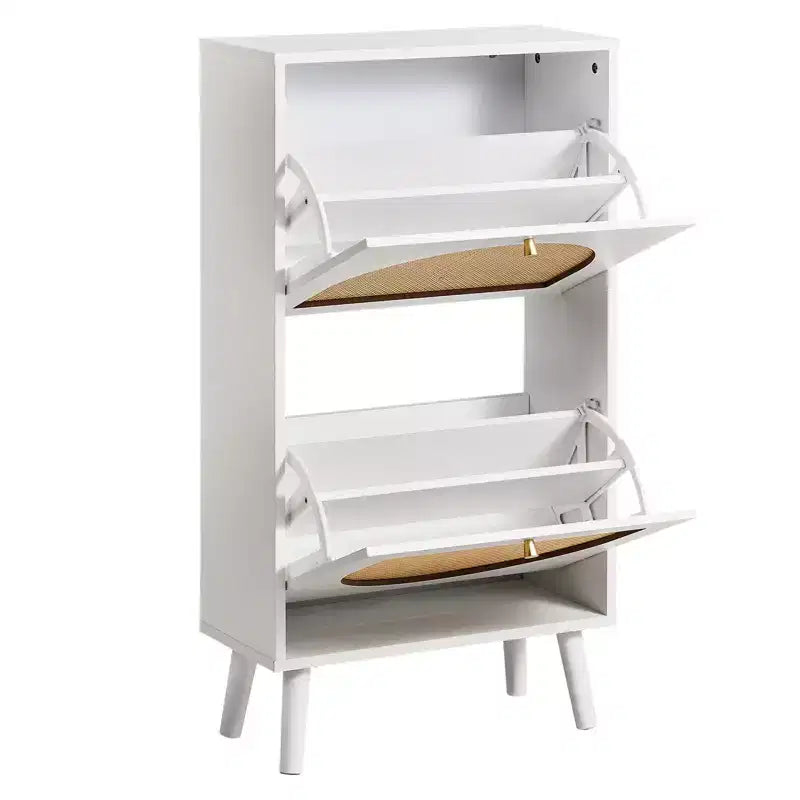 Karl Home 2 Flip Drawers White Particle Board 21.26in. W Shoe Cabinets