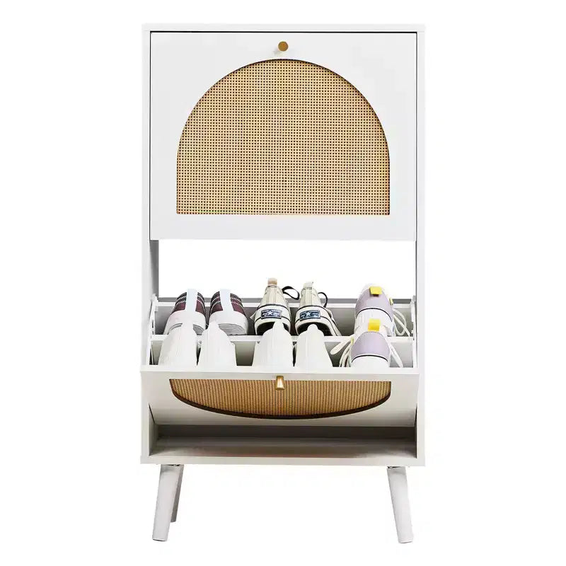 Karl Home 2 Flip Drawers White Particle Board 21.26in. W Shoe Cabinets