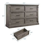 GustoWave 6 Drawer Dresser for Bedroom, Farmhouse 47.2 Wide Chest of Drawers, Rustic Double Wood Dresser, Storage Dressers Organizer for Living Room