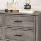 GustoWave 6 Drawer Dresser for Bedroom, Farmhouse 47.2 Wide Chest of Drawers, Rustic Double Wood Dresser, Storage Dressers Organizer for Living Room