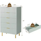Modern 5-Drawer Dresser - Gold Handle Large Storage for Bedroom & Living Room