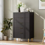Modern 5-Drawer Dresser - Gold Handle Large Storage for Bedroom & Living Room