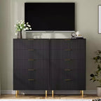 Modern 5-Drawer Dresser - Gold Handle Large Storage for Bedroom & Living Room