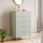 Modern 5-Drawer Dresser - Gold Handle Large Storage for Bedroom & Living Room