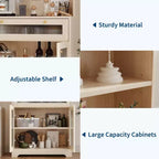 62-Inch Kitchen Pantry Cabinet Freestanding Storage Cupboard with 5-Tier Shelf, Drawer,2 Glass Doors & Adjustable Shelves