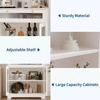 62-Inch Kitchen Pantry Cabinet Freestanding Storage Cupboard with 5-Tier Shelf, Drawer,2 Glass Doors & Adjustable Shelves