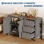 46.5 Fluted Sideboard Buffet Cabinet with 2 Doors & 3 Drawers, Sideboard Console Table Accent Credenza for Entryway, Living Room, Dinning Room