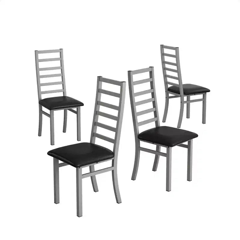 MAYEERTY Metal Dining Chairs Set of 4 Steel Legs and PU Leather Seats High Back Armless for Living Room Kitchen Gray