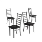 MAYEERTY Metal Dining Chairs Set of 4 Steel Legs and PU Leather Seats High Back Armless for Living Room Kitchen Gray