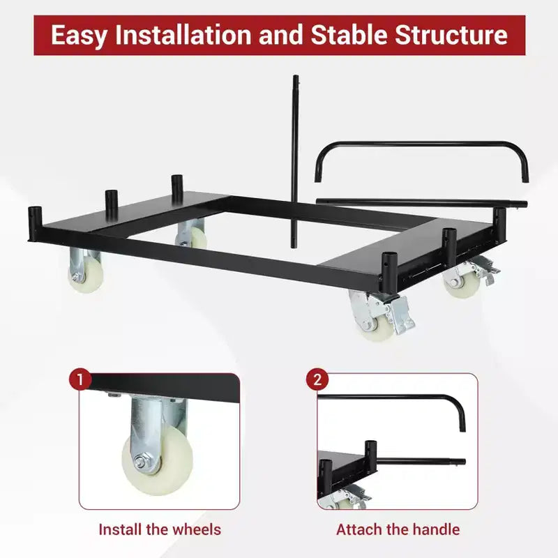 Drywall Cart Panel Truck, Heavy Duty 1500LBS Capacity Steel Platform Cart w/4 Wheels, Folding Utility Cart for Drywall, Lumber, Mattress