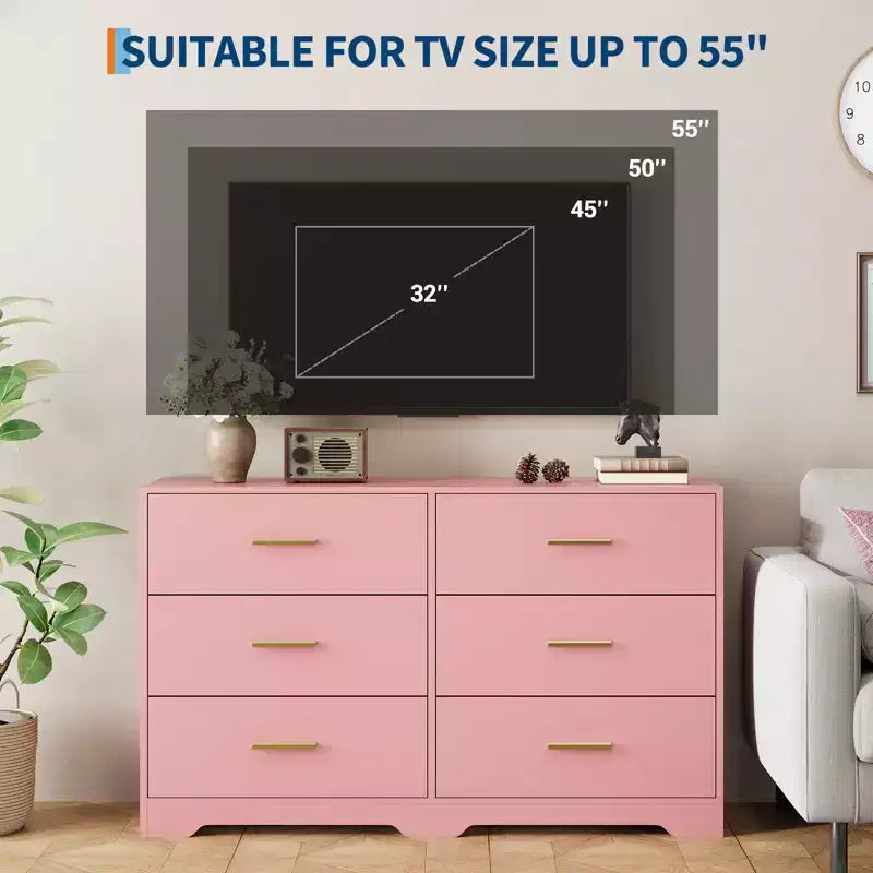 6-Drawer Chest of Drawers with Deep Drawers and Anti-Tip Device, Modern Dresser for Home, Office & Living Room