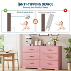 6-Drawer Chest of Drawers with Deep Drawers and Anti-Tip Device, Modern Dresser for Home, Office & Living Room
