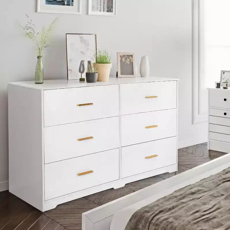 6-Drawer Chest of Drawers with Deep Drawers and Anti-Tip Device, Modern Dresser for Home, Office & Living Room