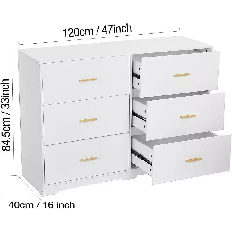 6-Drawer Chest of Drawers with Deep Drawers and Anti-Tip Device, Modern Dresser for Home, Office & Living Room