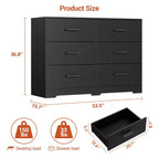 6-Drawer Chest of Drawers with Deep Drawers and Anti-Tip Device, Modern Dresser for Home, Office & Living Room