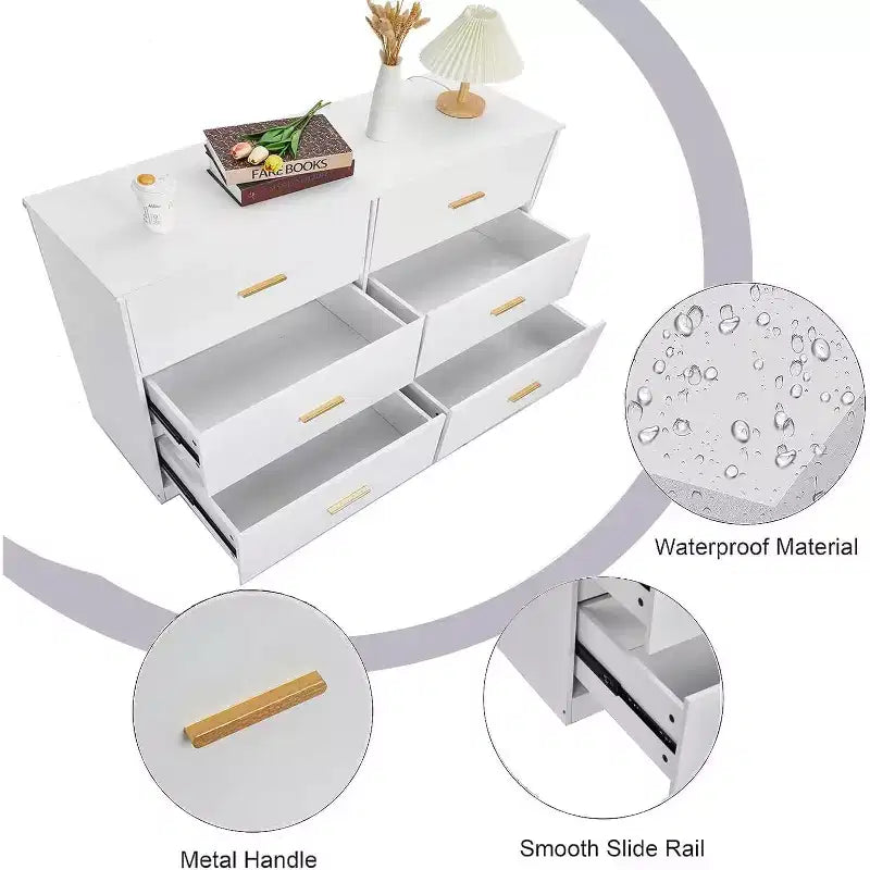 6-Drawer Chest of Drawers with Deep Drawers and Anti-Tip Device, Modern Dresser for Home, Office & Living Room