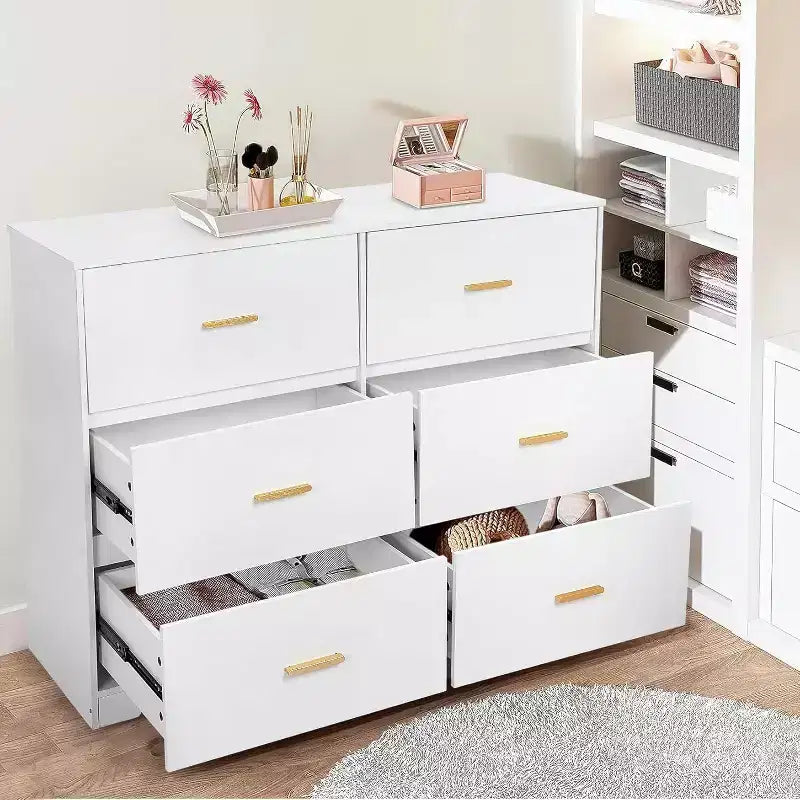 6-Drawer Chest of Drawers with Deep Drawers and Anti-Tip Device, Modern Dresser for Home, Office & Living Room