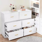 6-Drawer Chest of Drawers with Deep Drawers and Anti-Tip Device, Modern Dresser for Home, Office & Living Room