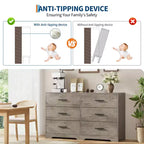 6-Drawer Chest of Drawers with Deep Drawers and Anti-Tip Device, Modern Dresser for Home, Office & Living Room