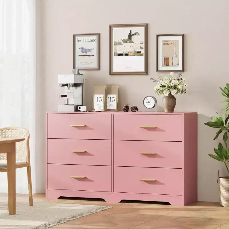 6-Drawer Chest of Drawers with Deep Drawers and Anti-Tip Device, Modern Dresser for Home, Office & Living Room