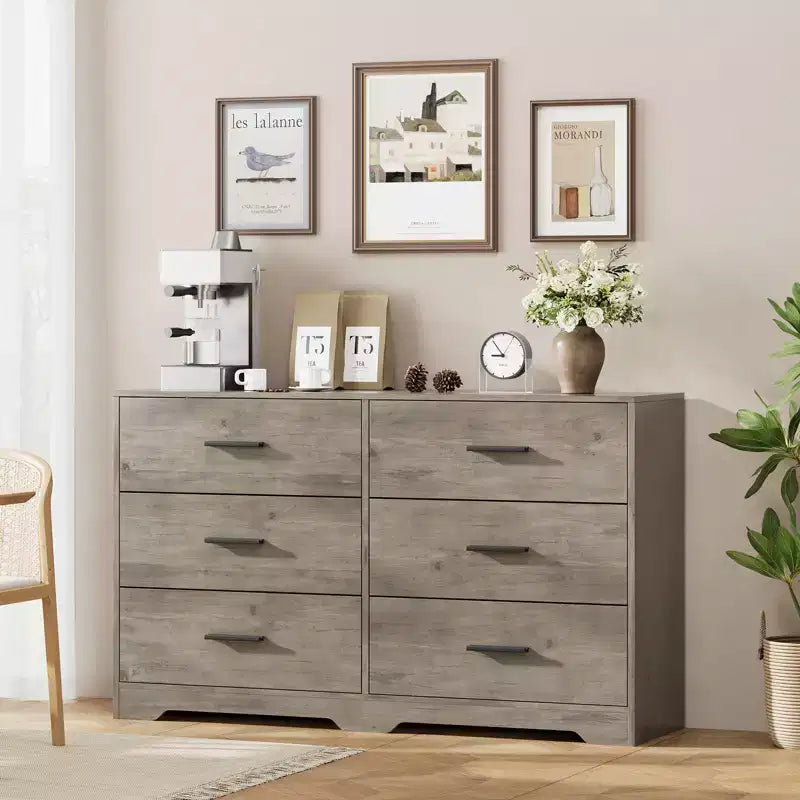 6-Drawer Chest of Drawers with Deep Drawers and Anti-Tip Device, Modern Dresser for Home, Office & Living Room