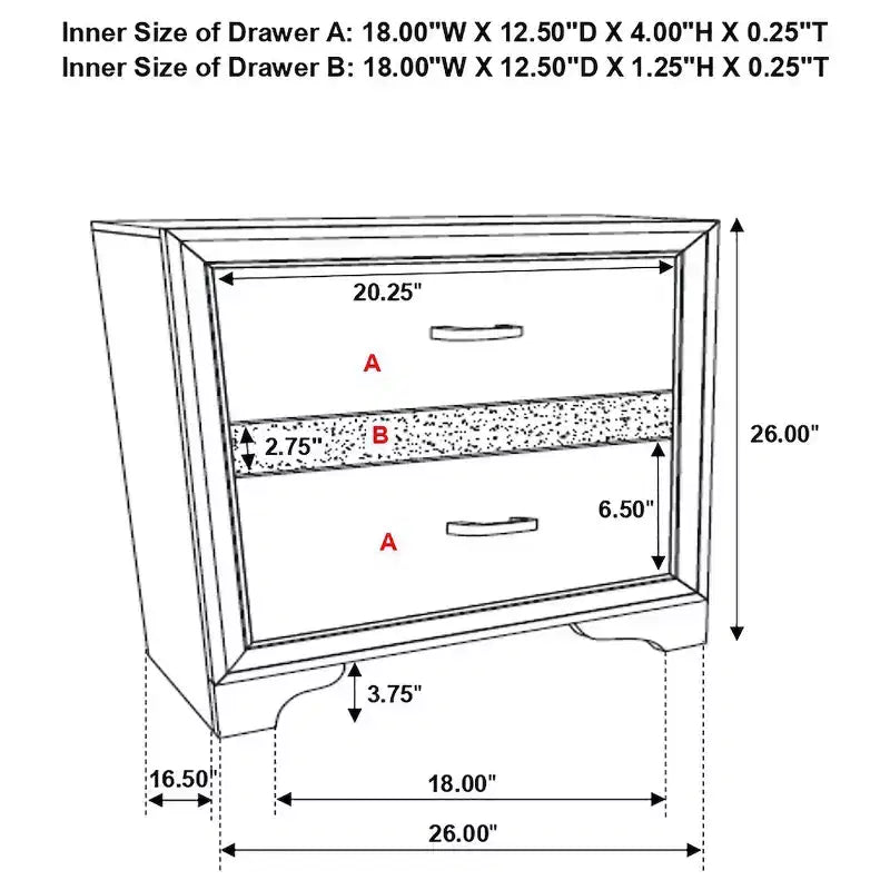 Coaster,Miranda 2-drawer Nightstand