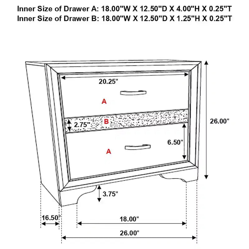 Coaster,Miranda 2-drawer Nightstand