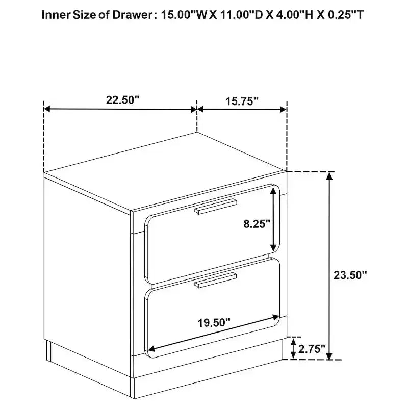 Coaster,Caraway 2-drawer Nightstand Black