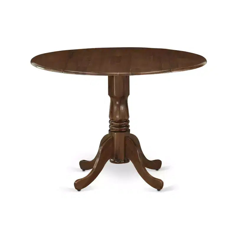 HomeStock Dining Table Made of Rubber Wood with Two 9 Inch Drop Leaves