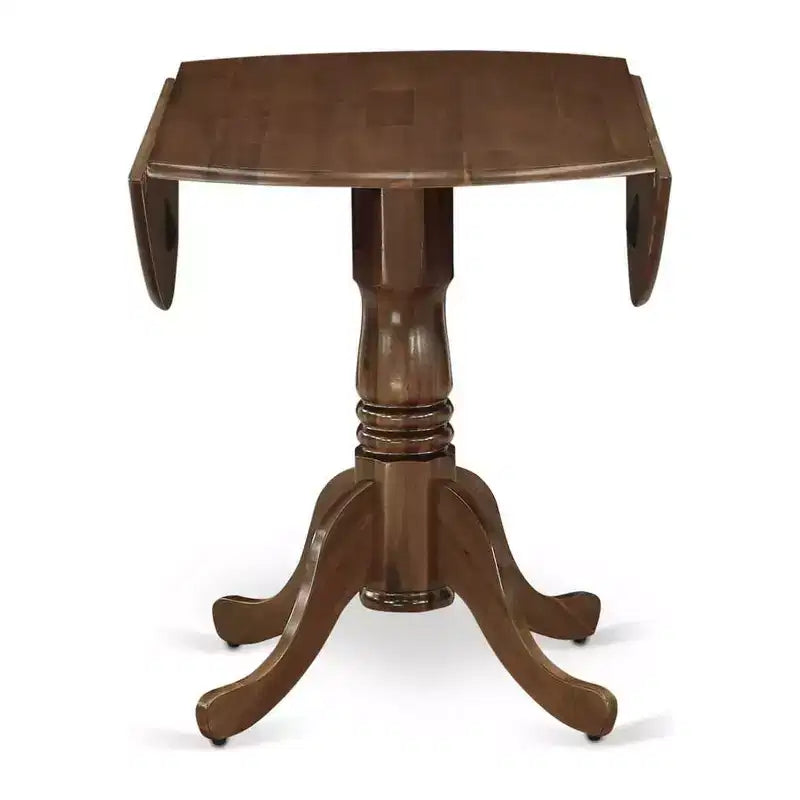 HomeStock Dining Table Made of Rubber Wood with Two 9 Inch Drop Leaves