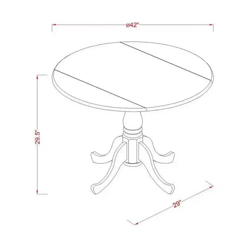 HomeStock Dining Table Made of Rubber Wood with Two 9 Inch Drop Leaves