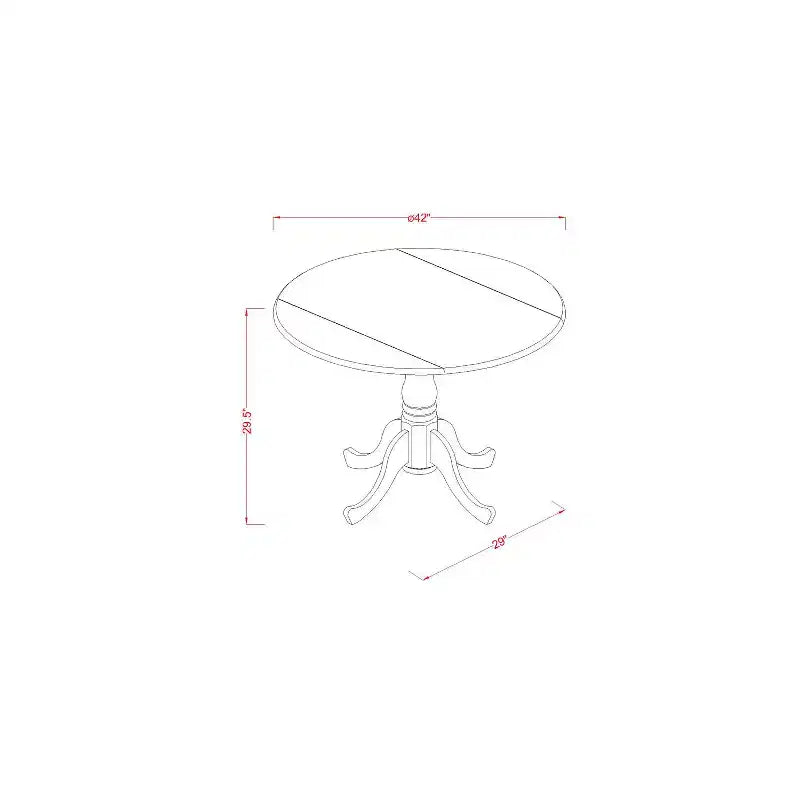 HomeStock Dining Table Made of Rubber Wood with Two 9 Inch Drop Leaves