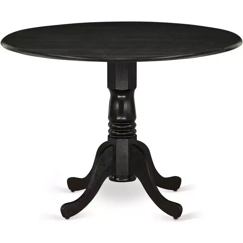 HomeStock Dining Table Made of Rubber Wood with Two 9 Inch Drop Leaves