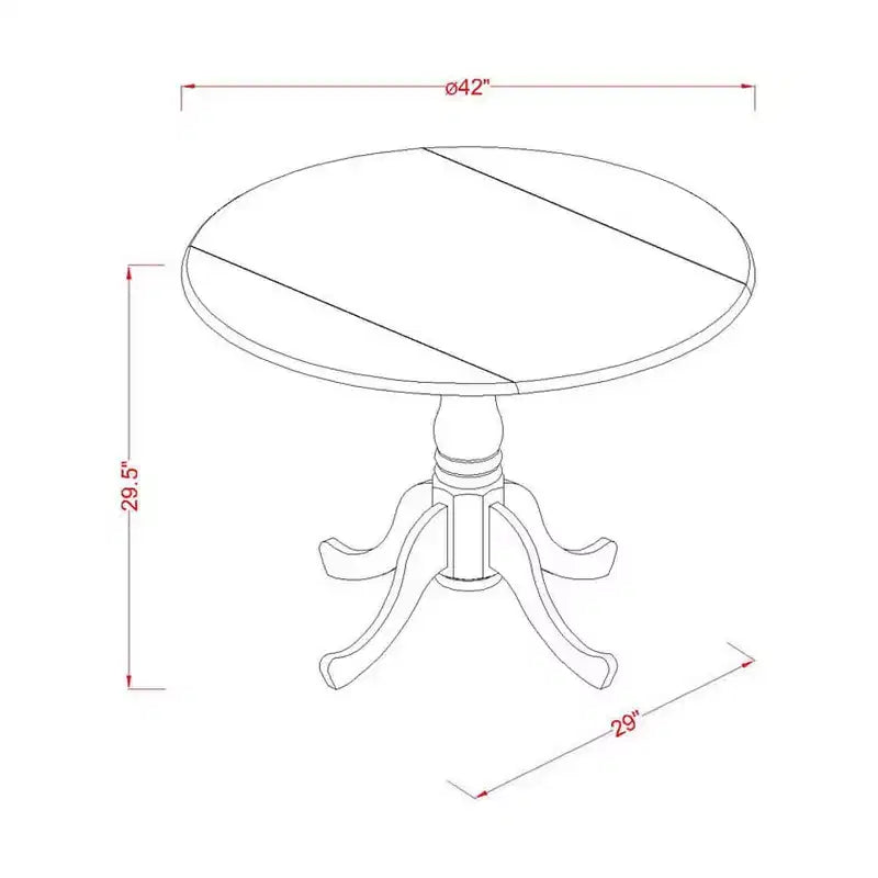 HomeStock Dining Table Made of Rubber Wood with Two 9 Inch Drop Leaves