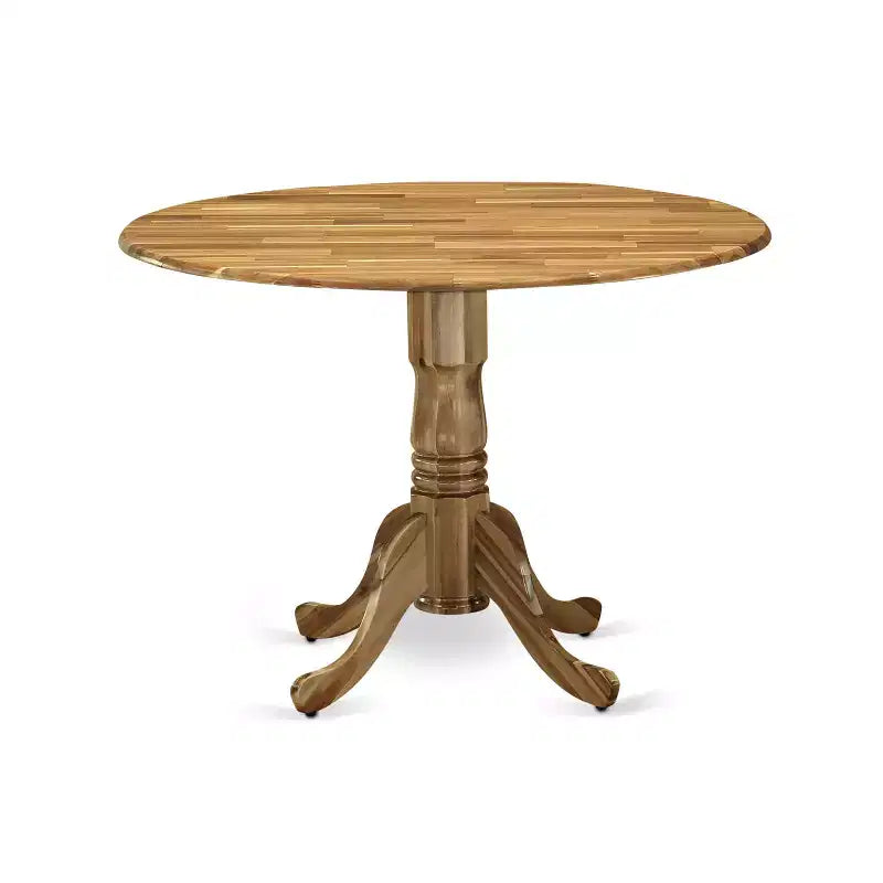 HomeStock Dining Table Made of Rubber Wood with Two 9 Inch Drop Leaves