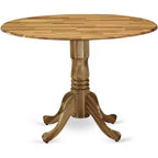 HomeStock Dining Table Made of Rubber Wood with Two 9 Inch Drop Leaves