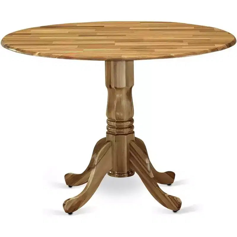 HomeStock Dining Table Made of Rubber Wood with Two 9 Inch Drop Leaves
