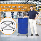Drum Cart, 4-Wheel Cart - 2 Pack Without Brake Rollers, Heavy-Duty for Industrial Use, Warehouses, Factories