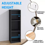 HOMLUX 3-Tier Bookcase Open Multipurpose Display Rack with Adjustable Shelves Black/White