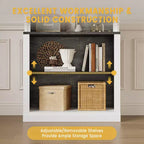 71 Tall Bookshelf, 5-Tier White Open Bookcase with Adjustable Shelves, Roman Column Style Floor Standing Wooden Storage Organizer