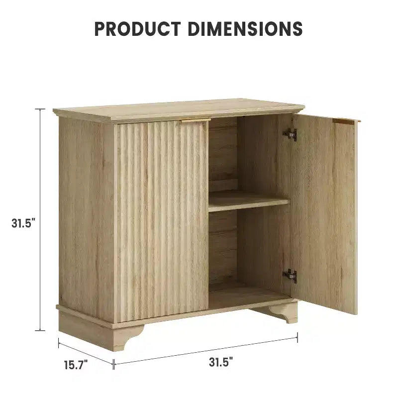 Fluted Sideboard Buffet Cabinet with Storage, 2 Door Kitchen Storage Cabinet, Coffee Bar Buffet Cabinetry with Adjustable Shelves