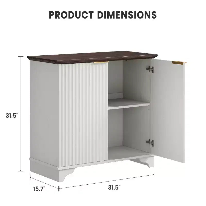 Fluted Sideboard Buffet Cabinet with Storage, 2 Door Kitchen Storage Cabinet, Coffee Bar Buffet Cabinetry with Adjustable Shelves